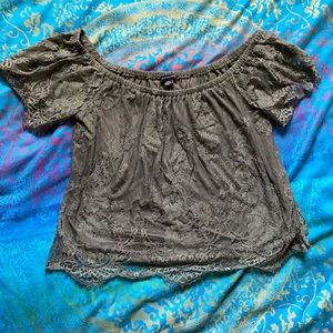 Off the shoulder green top